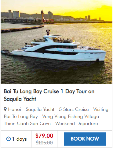 Bai Tu Long Bay Cruise 1 Day Tour on Saquila Yacht